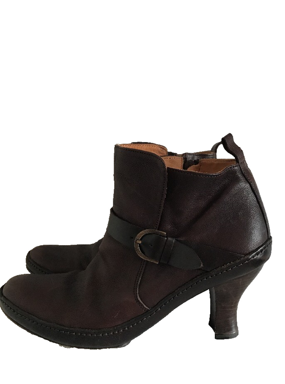 LOTTUSSE Brown Leather Heel Ankle Buckle Boots UK Size 7 1/2 US 10 CLASSIC
